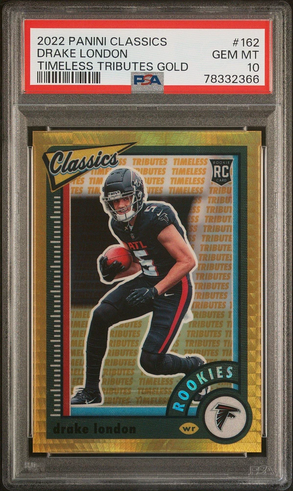 2022 Panini Classics 162 Drake London Timeless Tributes Gold PSA 10