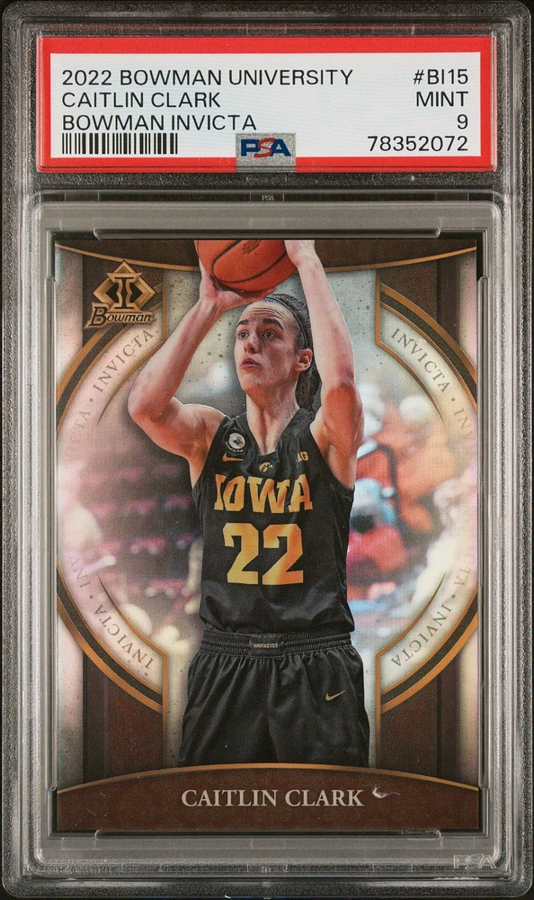 2022 Bowman Chrome University Bowman Invicta Bi15 Caitlin Clark PSA 9