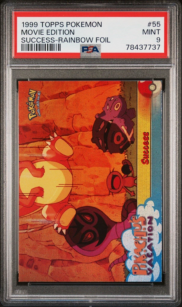 1999 Topps Pokemon The Movie Edt 55 Movie Edition Success-rainbow Foil PSA 9