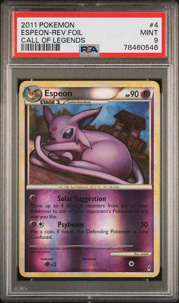 2011 Pokemon Call Of Legends 4 Espeon-reverse Foil PSA 9