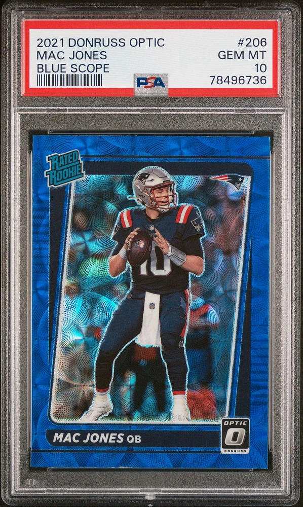 2021 Panini Donruss Optic 206 Mac Jones Blue Scope PSA 10
