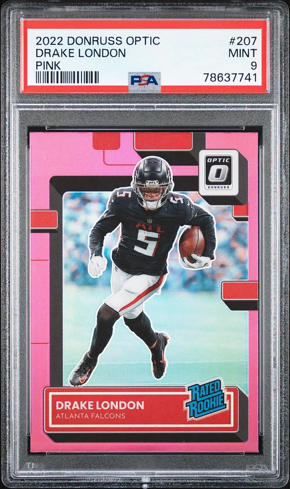 2022 Panini Donruss Optic 207 Drake London Pink PSA 9