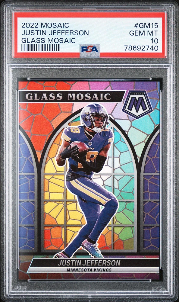 2022 Panini Mosaic Glass Mosaic Gm15 Justin Jefferson PSA 10