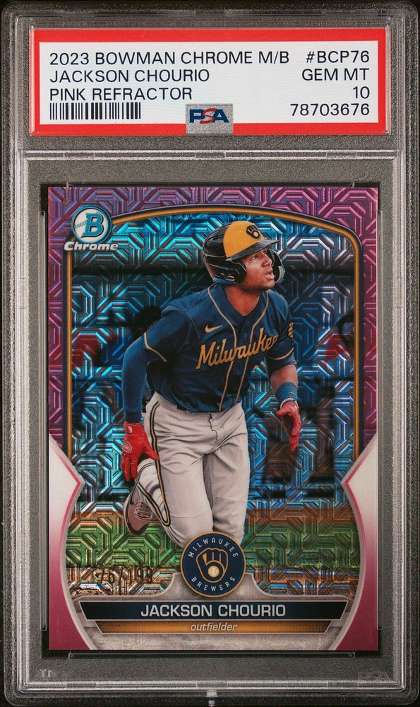 2023 Bowman Mega Box Chrome Bcp76 Jackson Chourio Pink PSA 10