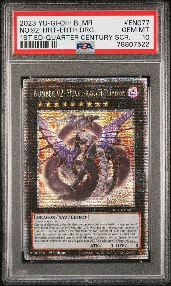 2023 Yu-gi-oh! Blmr-battles Of Legend: Monstrous Revenge En077 Number 92: Heart-earth Dragon 1st Edition-quarter Century Secret Rare PSA