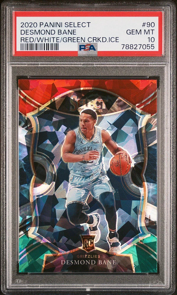 2020 Panini Select 90 Desmond Bane Red/white/green Cracked Ice PSA 10