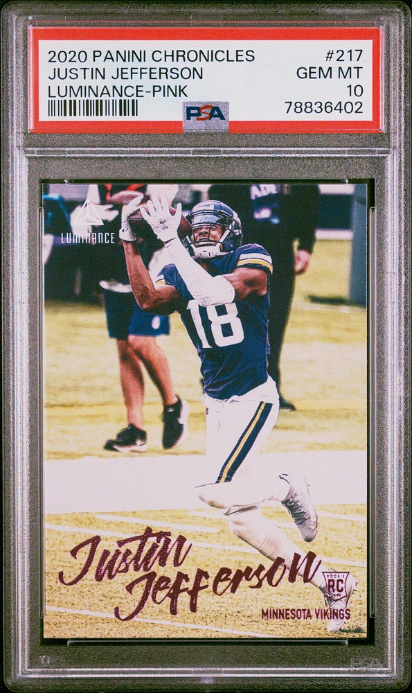 2020 Panini Chronicles Luminance 217 Justin Jefferson PSA 10