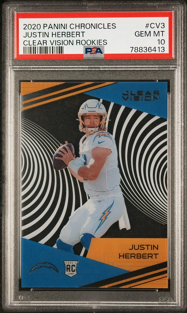 2020 Panini Chronicles Clear Vision Rookies Cv3 Justin Herbert PSA 10