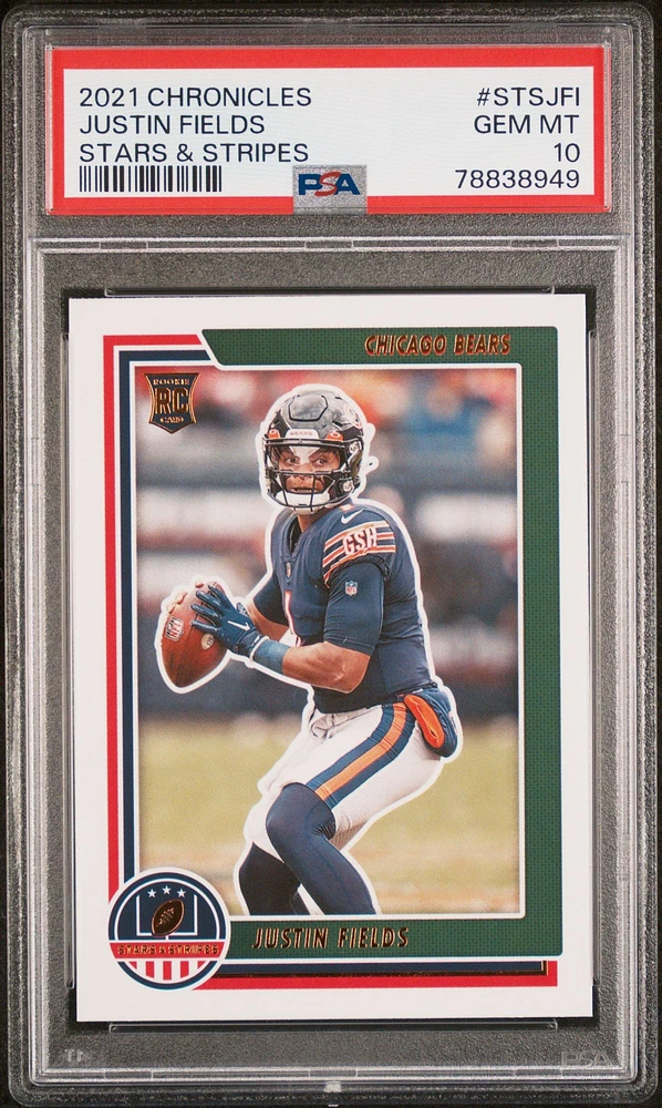 2021 Panini Chronicles Stars & Stripes Stsjfi Justin Fields PSA 10