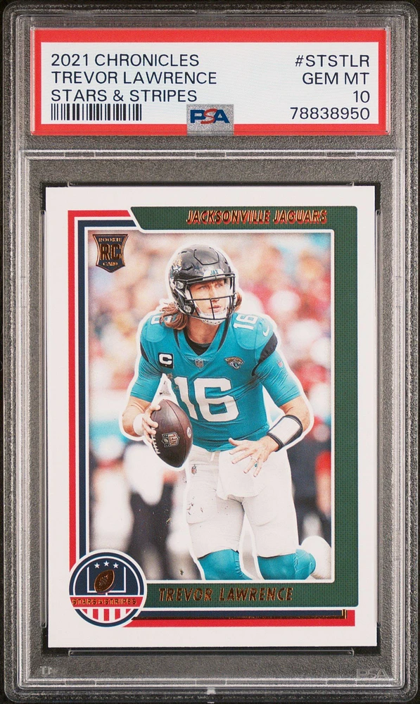2021 Panini Chronicles Stars & Stripes Ststlr Trevor Lawrence PSA 10