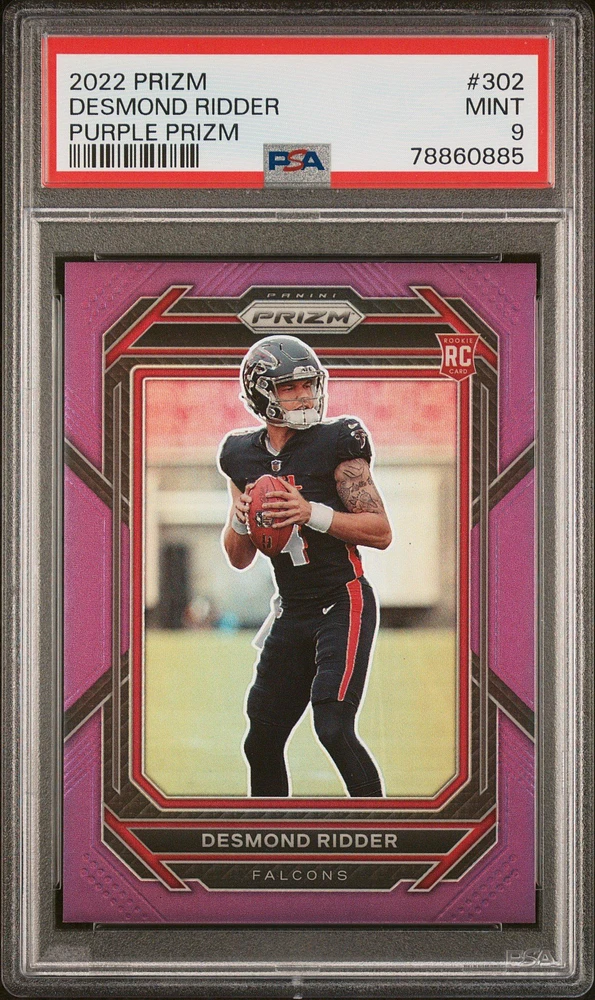 2022 Panini Prizm 302 Desmond Ridder Purple Prizm PSA 9