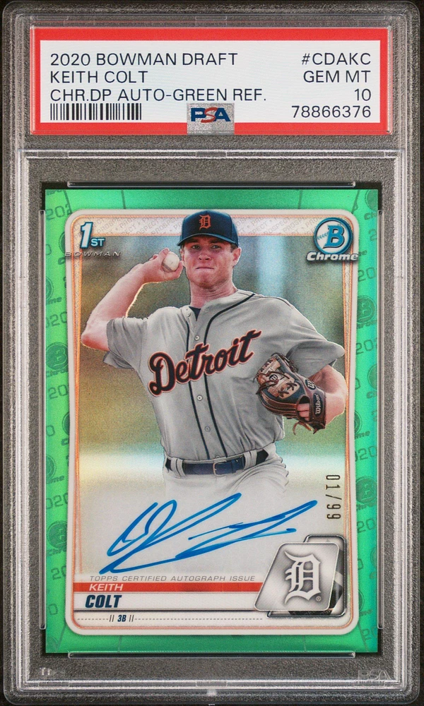 2020 Bowman Draft Chrome Draft Picks Autographs Cdakc Colt Keith Green Refractor PSA 10