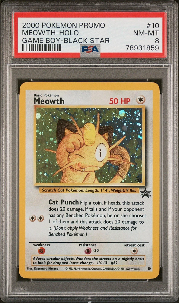 2000 Pokemon Promo Black Star 10 Meowth PSA 8