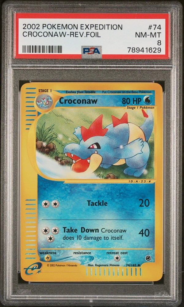 2002 Pokemon Expedition 74 Croconaw-reverse Foil PSA 8