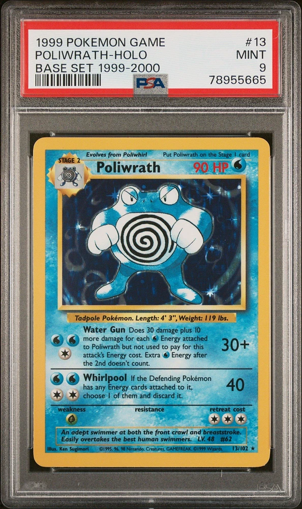1999 Pokemon Game 13 Poliwrath-holo Base Set 1999-2000 PSA 9