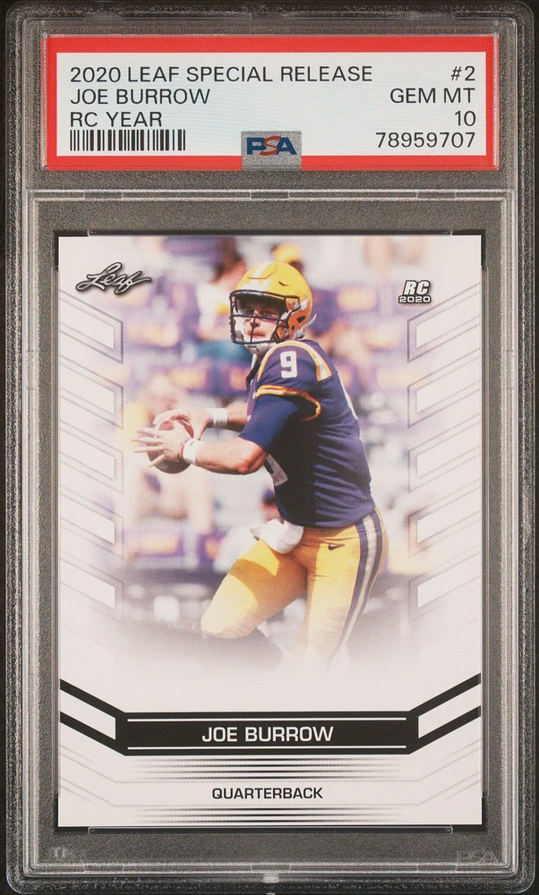 2020 Leaf Special Release Rc Year Rc02 Joe Burrow PSA 10
