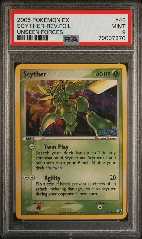 2005 Pokemon Ex Unseen Forces 46 Scyther-reverse Foil PSA 9