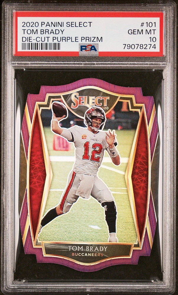 2020 Panini Select 101 Tom Brady Die-cut Purple Prizm PSA 10