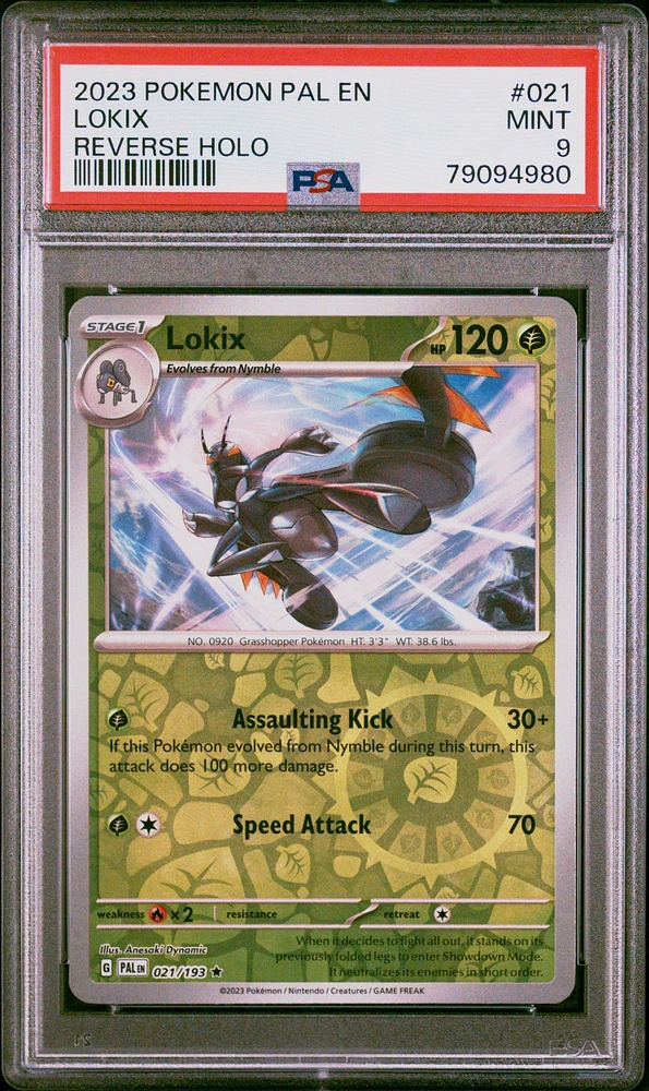 2023 Pokemon Pal En-paldea Evolved 021 Lokix Reverse Holo PSA 9
