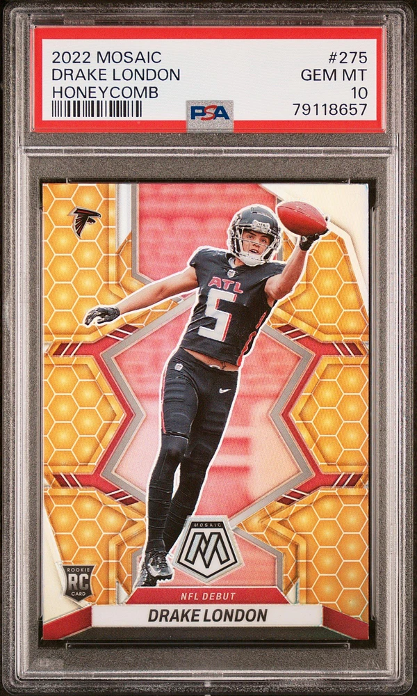 2022 Panini Mosaic 275 Drake London Honeycomb PSA 10