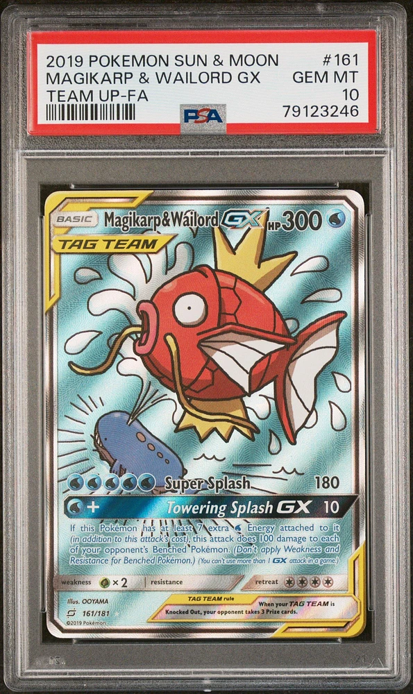 2019 Pokemon Sun & Moon Team Up Magikarp & Wailord Gx PSA