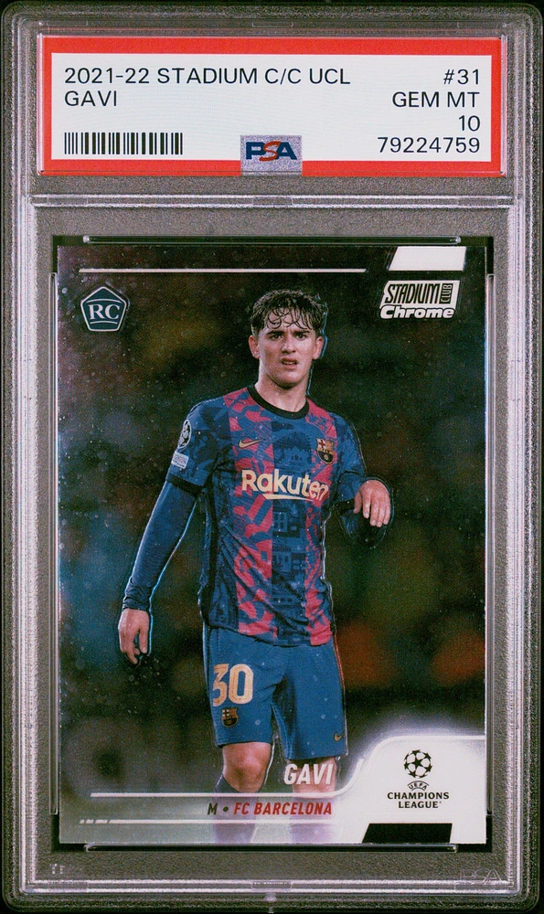 2021-22 Topps Stadium Club Chrome Uefa Champions League 31 Gavi PSA 10