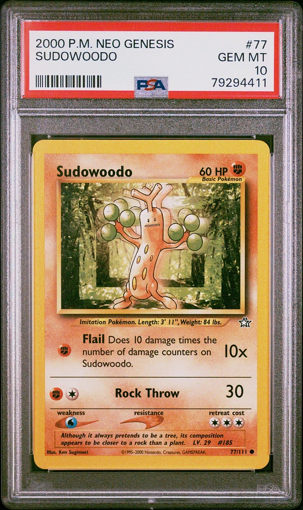 2000 Pokemon Neo Genesis 77 Sudowoodo PSA 10