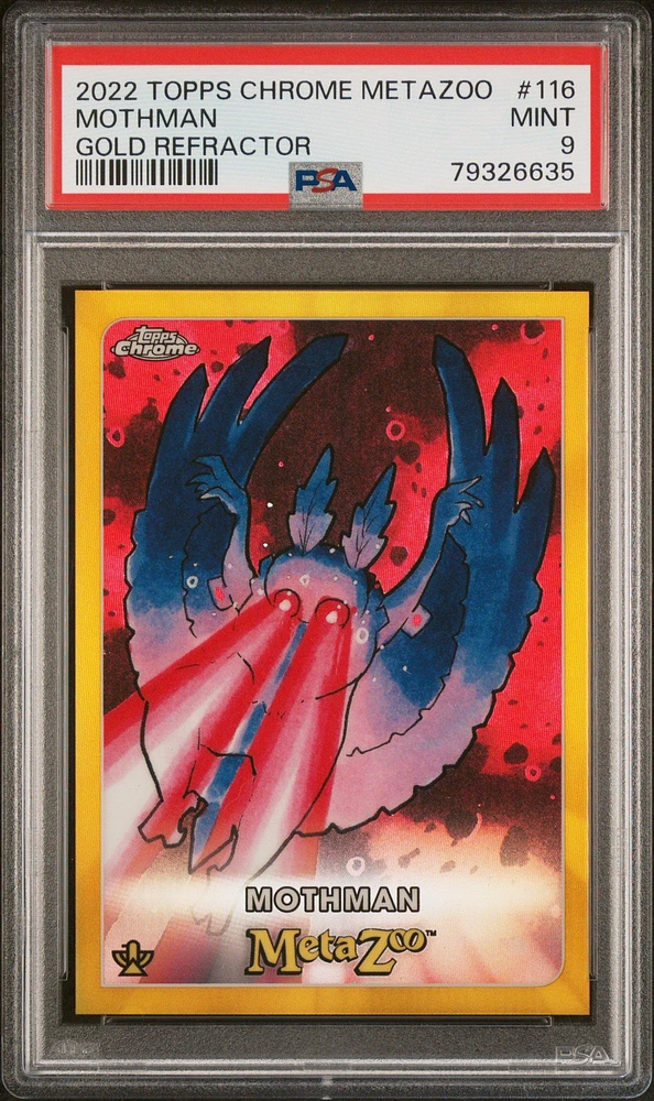 2022 Topps Chrome Metazoo Cryptid Nation Series 0 116 Mothman Gold Refractor PSA 9