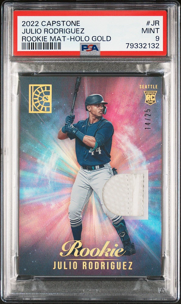 2022 Panini Capstone Rookie Materials Jr Julio Rodriguez Holo Gold PSA 9