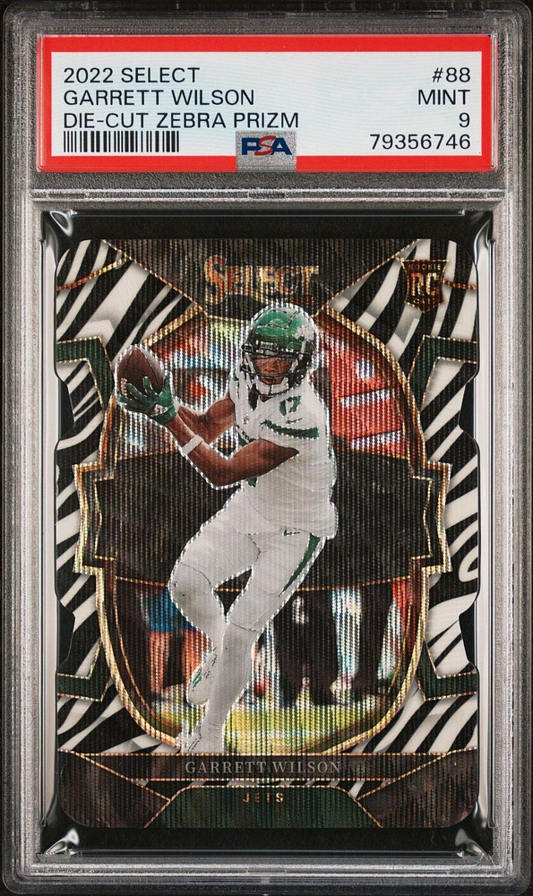 2022 Panini Select 88 Garrett Wilson Die-cut Zebra Prizm PSA 9