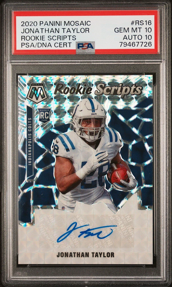 2020 Panini Mosaic Rookie Scripts Rs16 Jonathan Taylor PSA 10