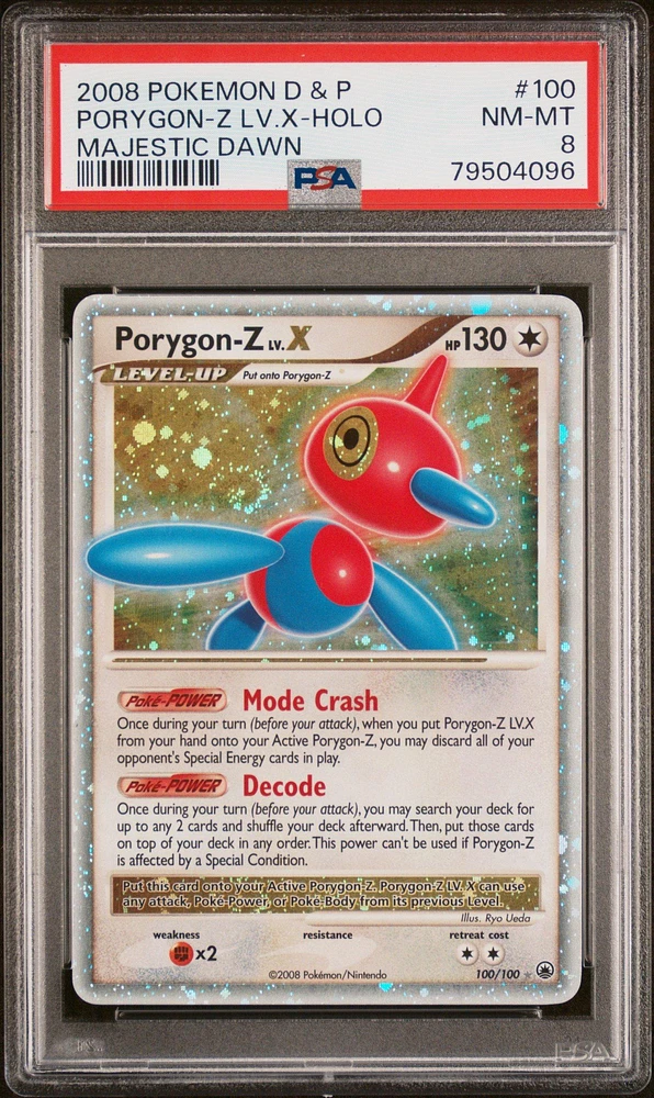 2008 Pokemon Diamond & Pearl Majestic Dawn 100 Porygon-z Lv.x-holo PSA 8