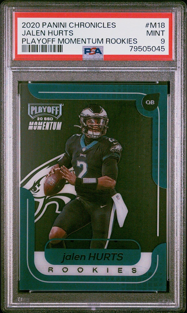 2020 Panini Chronicles Playoff Momentum Rookies M18 Jalen Hurts PSA 9