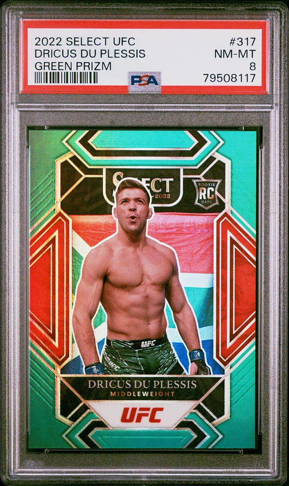 2022 Panini Select Ufc 317 Dricus Du Plessis Green Prizm PSA 8