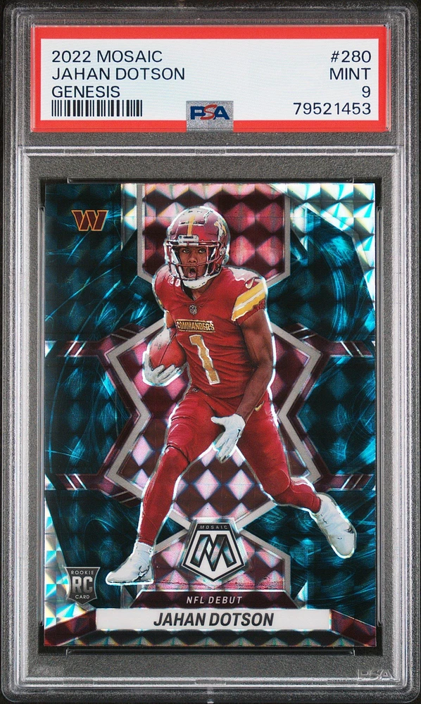 2022 Panini Mosaic 280 Jahan Dotson Genesis PSA 9
