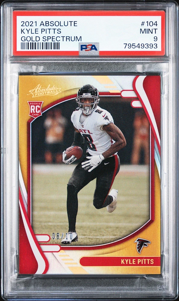 2021 Panini Absolute 104 Kyle Pitts Gold Spectrum PSA 9