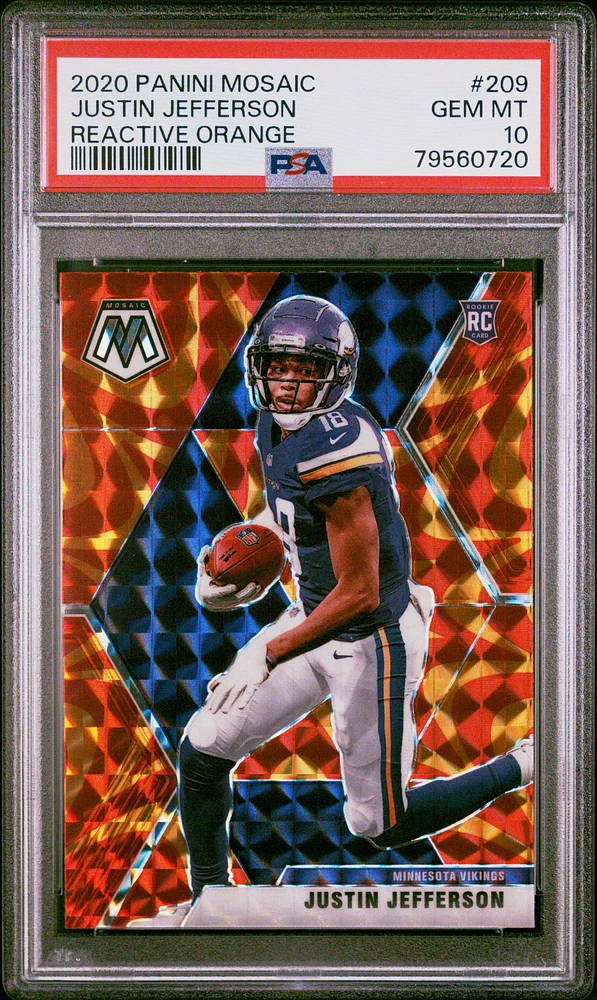 2020 Panini Mosaic 209 Justin Jefferson Reactive Orange PSA