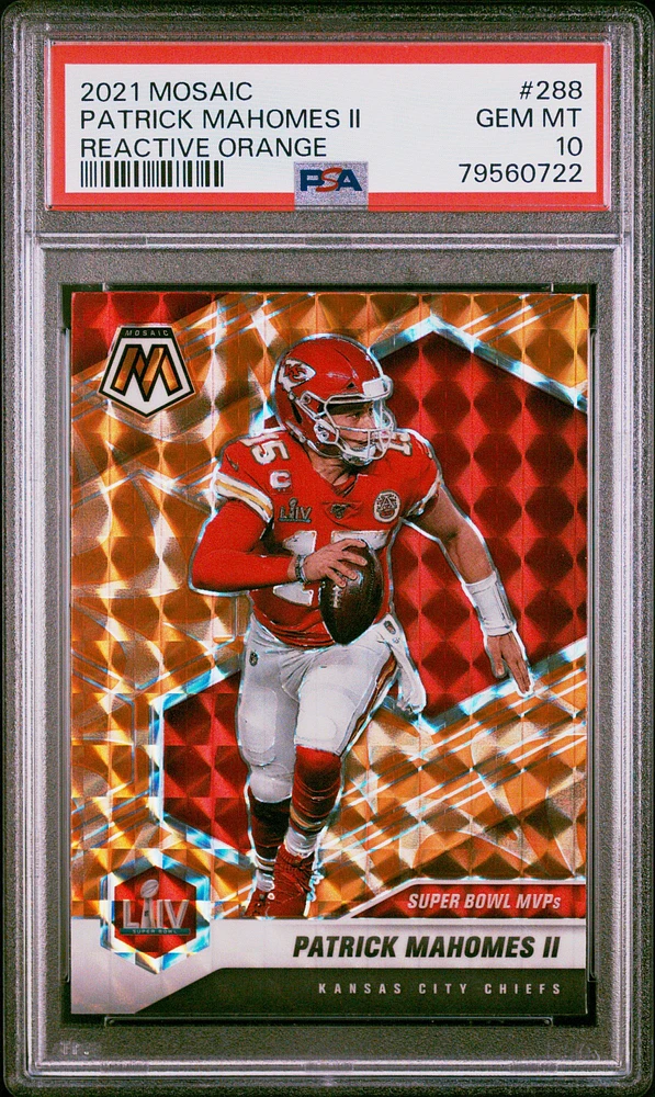 2021 Panini Mosaic 288 Patrick Mahomes Ii Reactive Orange PSA 10