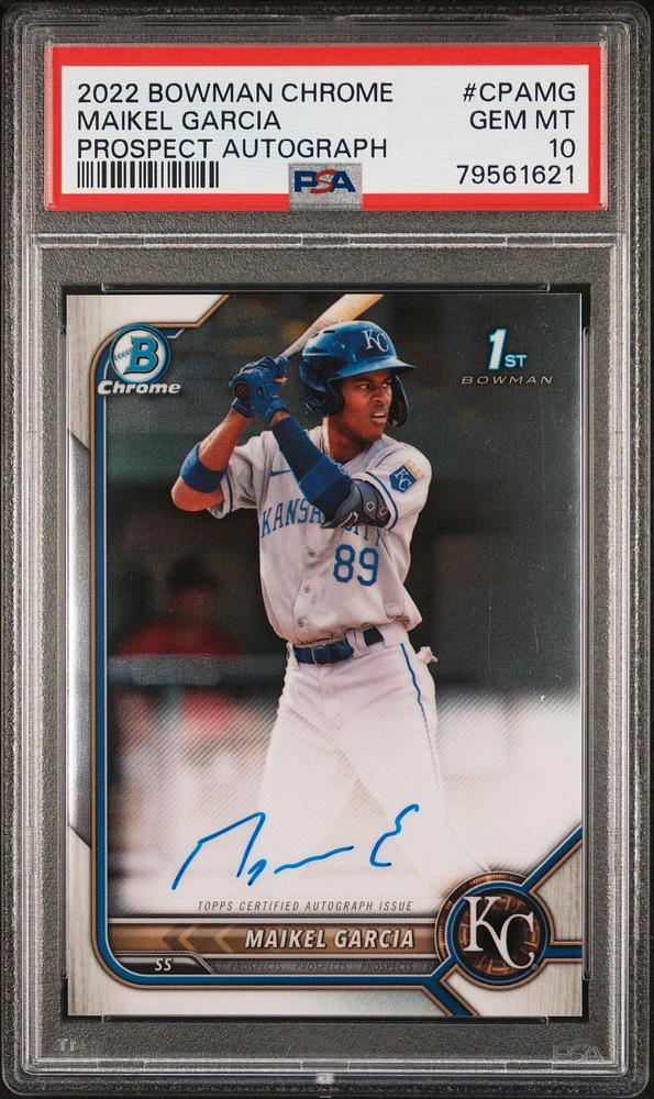 2022 Bowman Chrome Prospect Autographs Cpamg Maikel Garcia PSA 10