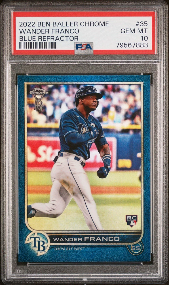 2022 Topps Chrome Ben Baller 35 Wander Franco Blue Refractor PSA 10
