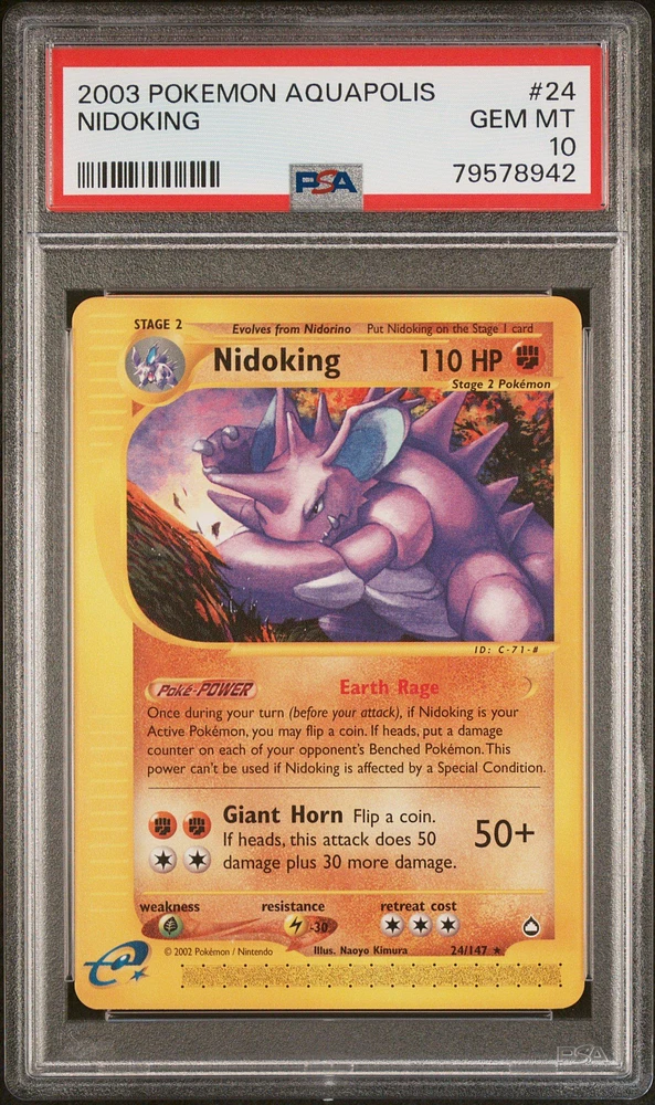 2003 Pokemon Aquapolis 24 Nidoking PSA 10