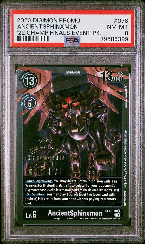 2023 Digimon Promo 078 Ancientsphinxmon 2022 Championship Finals Event Pack Alt-art Gold Stamp Set PSA 8