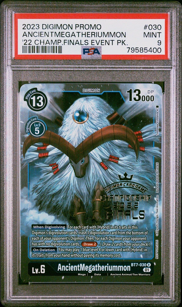 2023 Digimon Promo 030 Ancientmegatheriummon 2022 Championship Finals Event Pack Alt-art Gold Stamp Set PSA 9