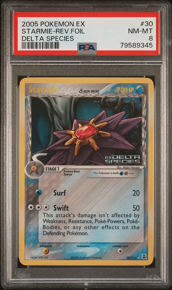 2005 Pokemon Ex Delta Species 30 Starmie-reverse Foil PSA 8