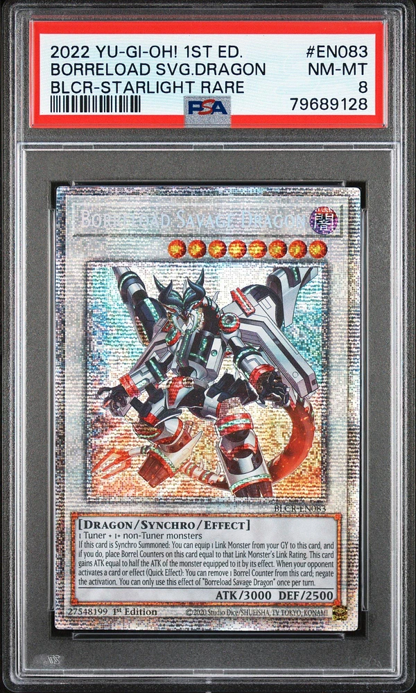 2022 Yu-gi-oh! Battles Of Legend: Crystal Revenge En083 Borreload Savage Dragon 1st Edition-starlight Rare PSA 8