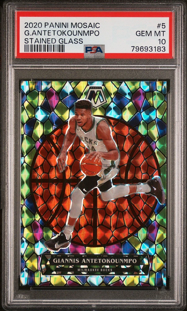2020 Panini Mosaic Stained Glass 5 Giannis Antetokounmpo PSA 10