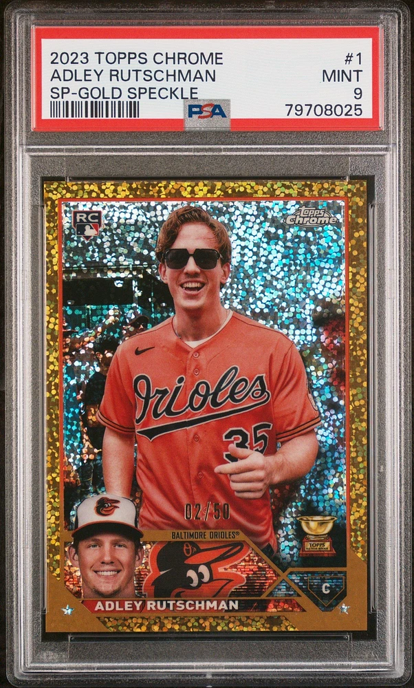 2023 Topps Chrome 1 Adley Rutschman Sp-gold Speckle Refractor PSA 9