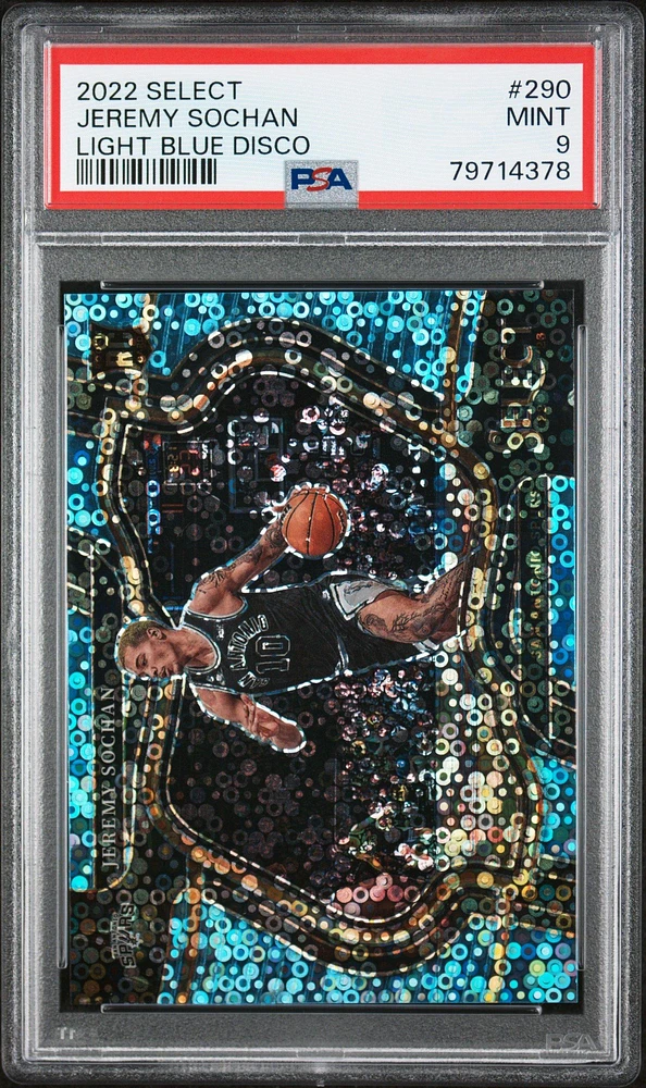 2022 Panini Select 290 Jeremy Sochan Light Blue Disco PSA 9