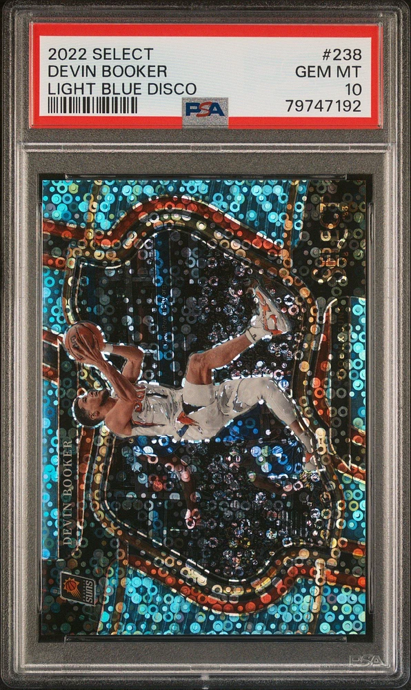2022 Panini Select 238 Devin Booker Light Blue Disco PSA 10