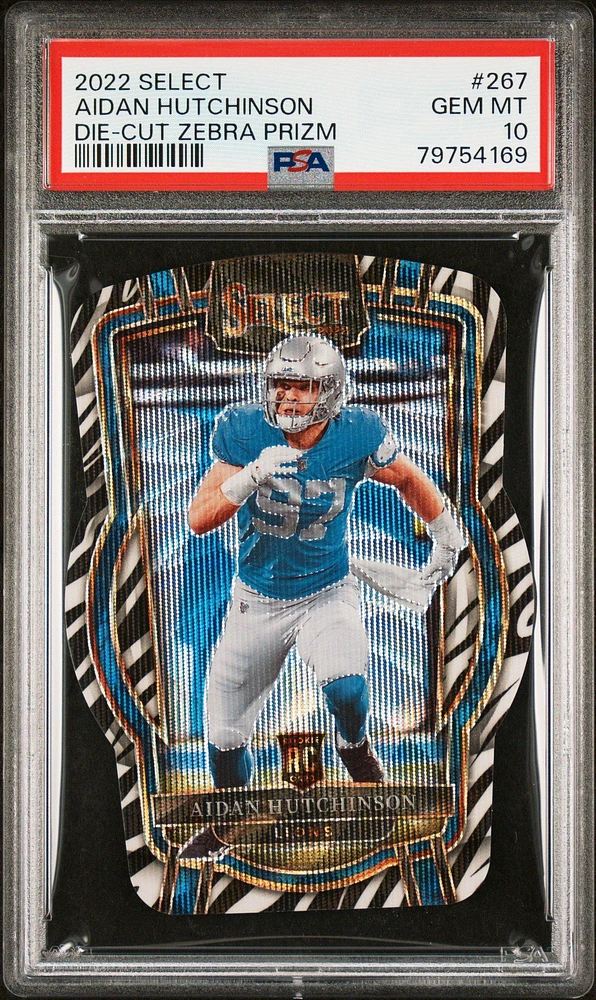2022 Panini Select 267 Aidan Hutchinson Die-cut Zebra Prizm PSA 10